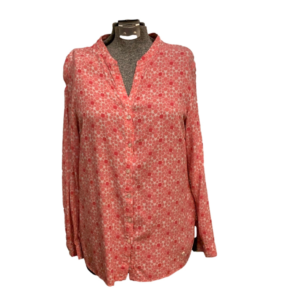 Women's Olsen Europe Pink & White Floral Button Down Shirt S